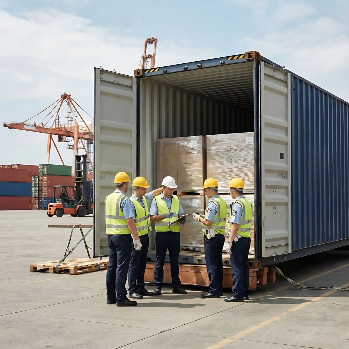 Customs clearance of shipping containers at a Saudi Arabian port