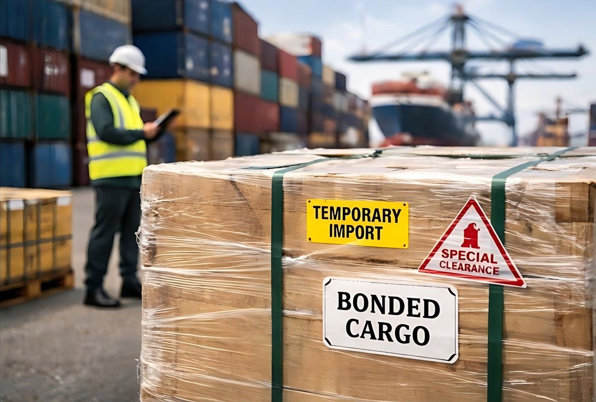 Inspector checking certified cargo at a Saudi container port
